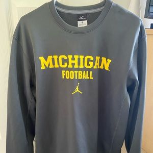 Jordan ThermaFit Michigan Football Crewneck Sweater Gray